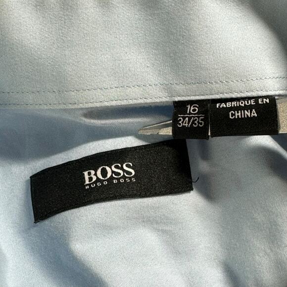 Hugo Boss Shirt Mens 16 Blue Brady Button Up 100%‎ Cotton Work Office Preppy - Picture 3 of 8
